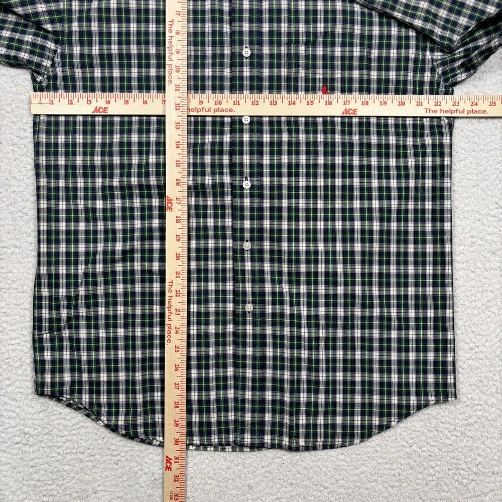 Polo Ralph Lauren Button Down‎ Shirt Mens XL (FITS M) Navy Blue Green Plaid Pony